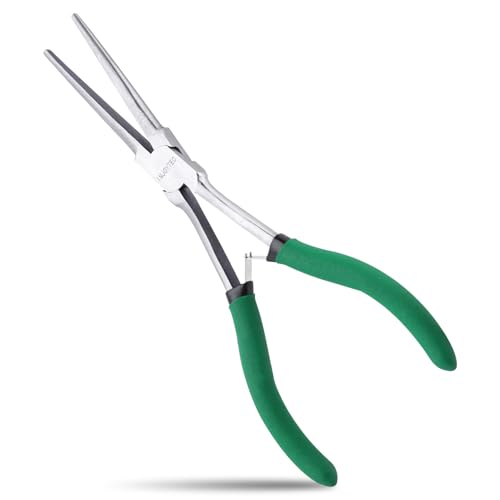 7 Inch Long Reach Needle Nose Pliers Extra Long Needle Nose Plierss With Serrated Jaw Precision Needle Nose Pliers for Narrow Spaces Jewelry Making Bending Wire and Small Object Gripping | Serrated Jaw Precision Needle Nose Pliers for Narrow Spaces Jewelr