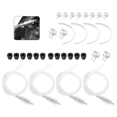OFBAND 4Set Brake Bleeder Kit,Brake Fluid Bleeder Kit Includes 4PCS Brake Bleeder Hose,2PCS One Way Check Valve,Universal Break Bleeder Kit Car Accessories for Car Motorbike Bike - color: 4PCS