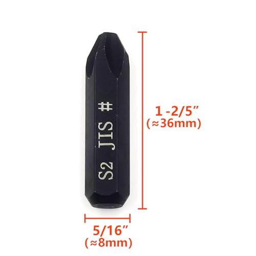 3Pcs JIS Impact Screwdriver Bits and 1Pcs Slotted Impact Bit for Manual Impact Driver, 5/16" Hex Shank, S2 Alloy Steel,36mm Long- Ideal for Japanese Automotive & Motorcycle Repairs (JIS #1+#2+#3+SL8) - size: JIS #1+#2+#3+SL8