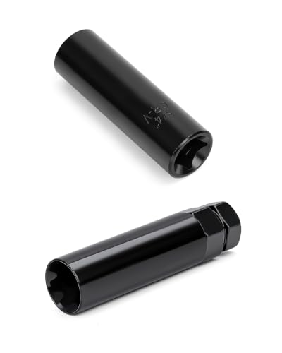 2pcs 7 Spline Lug Nuts Key, 13/16" & 7/8" Hex and 1/2" Drive Sockets | Fit for M14x1.5 M14x2.0 9/16-18 Thread Aftermarket Lugnuts, Thin Walled Design, CR-V Steel, Auto Shop and Garage - size: 2 PCS