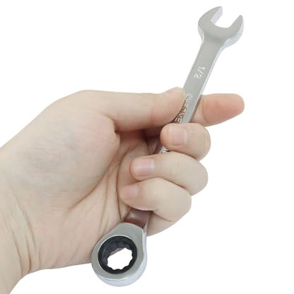 2 Pcs 1/2 Inch Ratchet Wrench Imperial Ratcheting Combination Wrench Set, 12 Point, 72 Teeth for Projects SAE Tight Spaces - size: 1/2 Inch