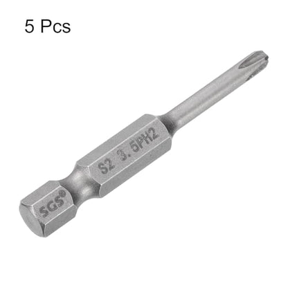 HARFINGTON 5pcs #2 Phillips Screwdriver Bit PH2 1/4" Hex Shank 2" (50mm) Long Magnetic S2 Steel Industrial Grade Screw Driver Bit Cross Head Electric Drill Bits 0.138" (3.5mm) Rod - size: PH2 x 50mm x 3.5mm