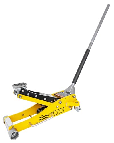 JEGS Professional Low-Profile 3-Ton Aluminum Floor Jack | 3" Inch Minimum Saddle Height | Lightweight Construction | 360 Degree Rotating Saddle