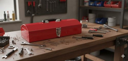 2PCS Portable Tool Box, Metal Tool Box, 4 Non-Slip Foot Pads, Ideal for Trailer, Mechanic, DIY-ers, Car Toolbox, Workshops, Garages, Repair Shops,Red - size: 2P-Red
