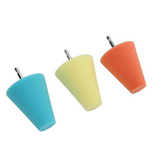 Hub Polishing Sponge Kit - 3PCS Conical Buffing Pads for Wheels/Cars/Motorcycles | Drill Attachment for Mark Erasure & Mirror Shine | Flexible Design for Hard - to - Reach