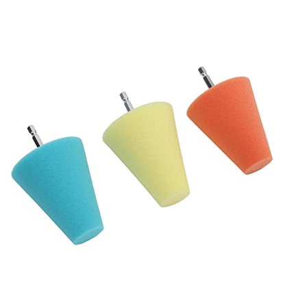 Conical Sponge Buffing Polishing Cone, Wheel Drill Buffing Sponge Pad Polishing Kit, Car Wheel Hub Care Sponge Buffing for Cars Boats Motorcycles