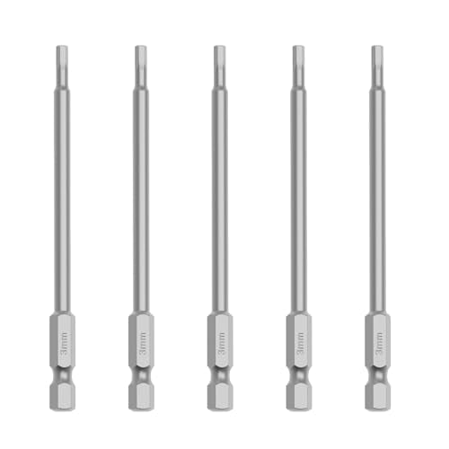 5 Pcs H3 S2 Steel Hex Bit, 3mm, 100mm Length, 1/4" Shank | Magnetic Hex Allen Wrench Screwdriver Bit, 1/4" Hex Shank, Impact Driver Bit for Furniture, Auto Repair & DIY - size: H3, style: 100mm