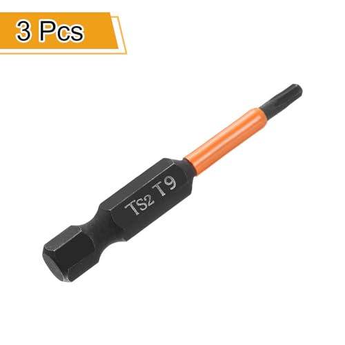 HARFINGTON 3pcs T9 Torx Head Screwdriver Bit 2" (50mm) Long 1/4" Hex Shank Magnetic No Hole Tamper Proof 6 Point Star Screw Driver Drill Bits Phosphate S2 Steel Industrial Power Tools - size: T9 x 50mm