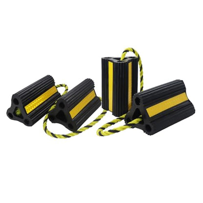 RV Wheel Chocks for Trailers Camper Trucks and Small Aircraft Wheel Chock 2Pair4Pack Wheel Chock Block with 3 Reflective Strips Versatile Heavy Duty Solid Rubber Wheel Immobilizers & Chocks - size: 6.21"2pair4pack