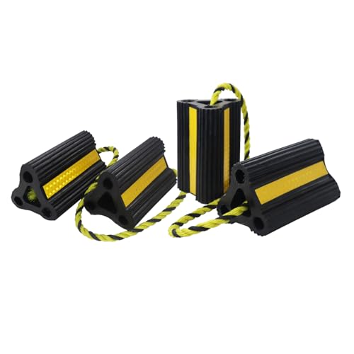RV Wheel Chocks for Trailers Camper Trucks and Small Aircraft Wheel Chock 2Pair4Pack Wheel Chock Block with 3 Reflective Strips Versatile Heavy Duty Solid Rubber Wheel Immobilizers & Chocks - size: 6.21"2pair4pack
