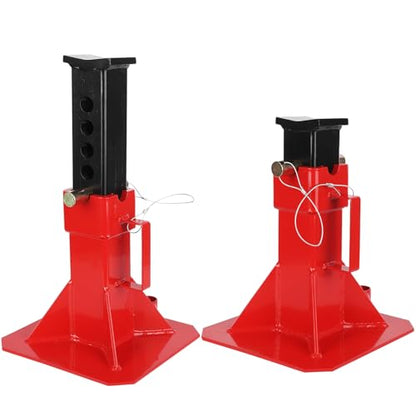 2 Pack 12-Ton Pin Lock Jack Stands, Adjustable Height 11''-18'', Heavy Duty Steel Support Stands with Large Saddle and Locating Lugs, Wide Base Safety Jack Stands for Semi-Trucks, RVs, Tractors - size: 12T