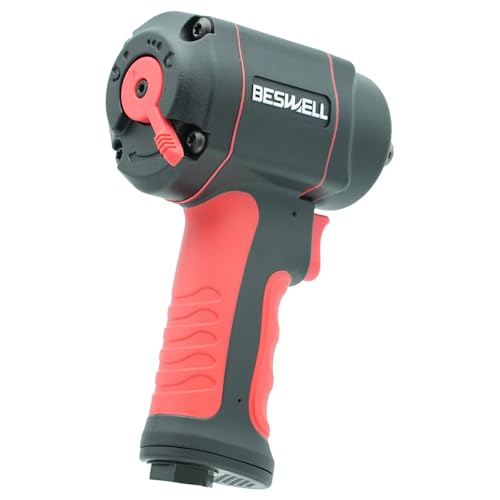 BESWELL BW-112F3N 1/2-Inch Stubby Air Impact Wrench - 885 Ft-Lbs Max Torque | Heavy-duty jumbo hammer air tool. Ideal compact impact gun for tight engine spaces, brake repair & auto maintenance.