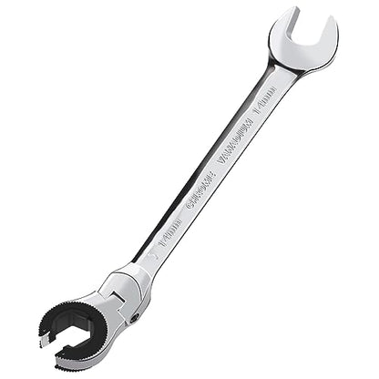 LOSCHEN 1PC 14mm Open Flex-Head Ratcheting Wrench, Metric Ratcheting Spanner with 77 Teeth, Chrome Vanadium Steel Tubing Ratchet Spanner - size: 14mm
