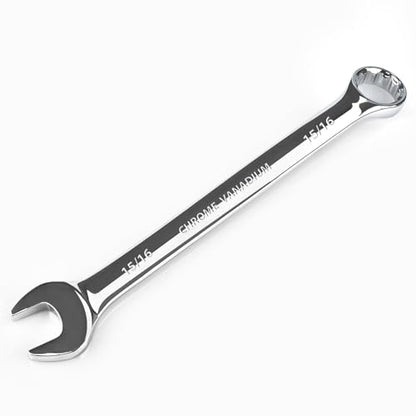 15/16 Wrench, Industrial Grade Spanner, Combination Wrenches SAE with 12-Point Box End, 15-Degree Offset, 15/16 Wrenches Chrome Vanadium Steel Mirror Polished - size: 15/16''