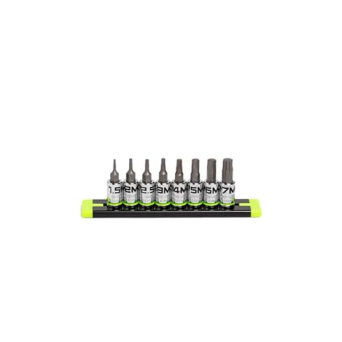 GRIPEDGE HEX Bit Socket Set | 8-PC - 1/4'' Drive Short Metric RPT Hex Driver Set | Sizes 1.5MM - 7MM | Made With S2 Steel | Includes Premium Aluminum Storage Rail |