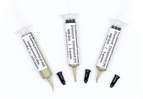 TechDiamondTools Kit of 3 Diamond Lapping Paste Polishing Compound USA Made 400 600 1050 Grit Lapidary Paste for Rock Glass Metal Jewelry Resin Marble with High Concentration of Diamond Powder - style: High 50% concentration