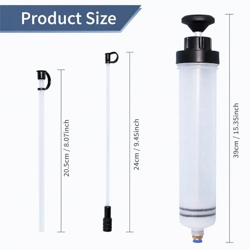 2Pc 500CC Fluid Extractor Syringe for Oil, Brake Fluid & Gasoline Transfer | Large-Capacity Syringe For Quick Oil, Fuel, Brake Fluid And Power Steering Fluid Extraction,Scale Markings - size: 2PC 500ml Oil Suction Syringe