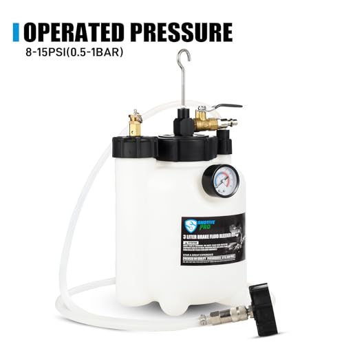 SMOTIVEPRO 3L Pneumatic Pressure Vacuum Brake Bleeder Kit, One Man Professional Brake Bleeder Kit with 1L Catch Bottle & 3 Adapters for Most Brake Mast Cylinder Reservoirs