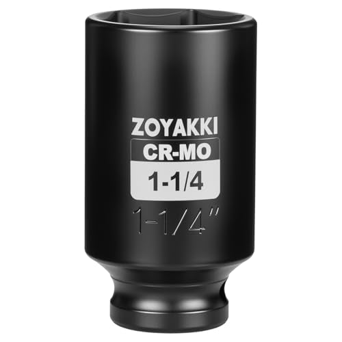 1-1/4" Socket 1/2" Drive Deep 6 Pt CR-MO SAE Impact Socket for Axle Shaft Nut Removal - size: 1-1/4"in., style: 1/2" Drive Deep
