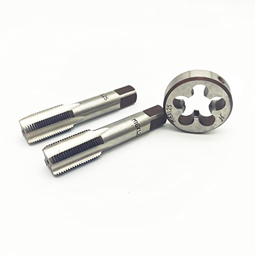 AtticZone M16 x 1.25 Metric Hand Thread Tap and Die Set, Right Hand 16 * 1.25, Alloy Tool Steel, 1 Taper Tap, 1 Plug Tap, 1 Round Die for Metal Working DIY Industrial - size: M16x1.25