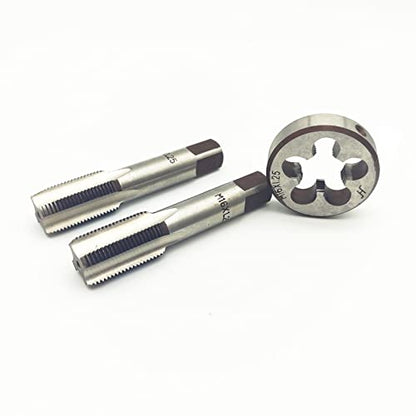 AtticZone M16 x 1.25 Metric Hand Thread Tap and Die Set, Right Hand 16 * 1.25, Alloy Tool Steel, 1 Taper Tap, 1 Plug Tap, 1 Round Die for Metal Working DIY Industrial - size: M16x1.25