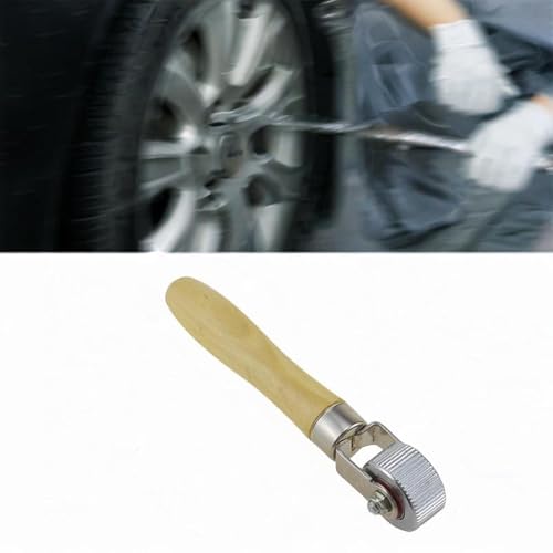 Tire Patch Roller Tire Maintenance Repair Compaction Roller Rolling Wheel Wooden Handle Metal Smooth Ball Bearing Suitable for Car, 2cm - size: 2cm