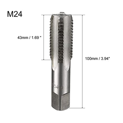 uxcell Metric Hand Tap M24 Thread 3 Pitch 4 Straight Flutes H2 Alloy Tool Steel Bottom & Taper Screw Tap Set Tapping Tools for Repairing 1 Pair - size: M24 x 3