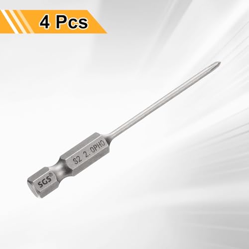 HARFINGTON 4pcs #0 Phillips Screwdriver Bit PH0 1/4" Hex Shank 2.6" (65mm) Long 0.08" Rod Magnetic Cross Head Drill Bits S2 Steel Industrial Screw Driver for Electric Power Tools, Gray - size: PH0 x 2.6" x 0.08"