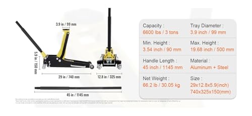 Car Jack 1.5-3T Floor Aluminum&Steel Racing W/Single Pistons Quick Lift Pump Tire Change Lifting Repair Tool(3 Ton) - color: 3 Ton
