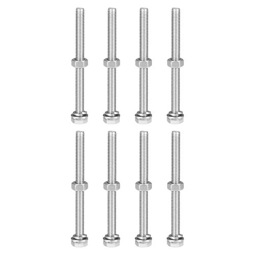 uxcell M6 x 75mm Hex Head Screws Bolts, Nuts, Flat & Lock Washers Kits, 304 Stainless Steel Fully Thread Hexagon Bolts 8 Sets - size: M6 x 75mm