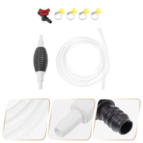 NUOBESTY Manual Car Transfer Pump Kit 3 Meter Hose with Air Bulb and Clamps, Handheld Siphon Pump for Fuel, Oil, Water Transfer, Suitable for Automotive and Aquarium Use Random Color