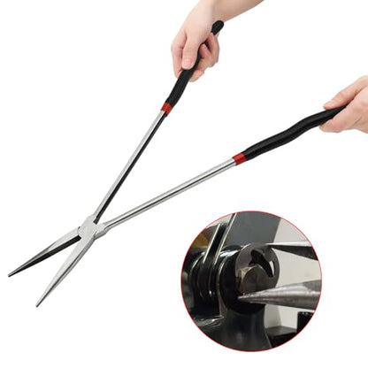 16 Inch Long Reach Pliers, Needle Nose Pliers Repairing Pliers with Long Handle, Steel Tip Nose Pliers for Mechanics/Technicians/Contractor/Home Repairing (Straight Angle)
