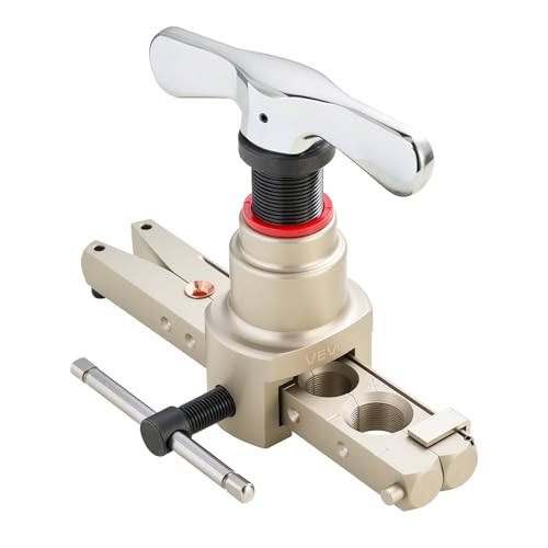 VEVOR Flaring Tool HVAC, 45° Eccentric Single Flaring Tool for 1/4"-3/4" & 6-19mm Copper Aluminum Tubes - with Metric & SAE Clamps, Tube Cutter & Toolbox for Refrigeration Air Conditioner Repair - size: SAE & Metric Sizes