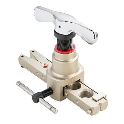 VEVOR Flaring Tool HVAC, 45° Eccentric Single Flaring Tool for 1/4"-3/4" & 6-19mm Copper Aluminum Tubes - with Metric & SAE Clamps, Tube Cutter & Toolbox for Refrigeration Air Conditioner Repair - size: SAE & Metric Sizes