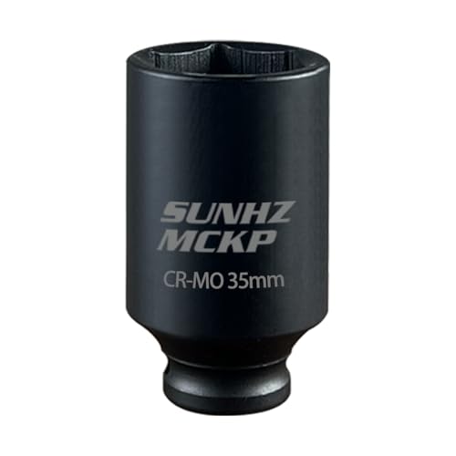 SUNHZMCKP 1/2 Inch Drive Impact Socket, Metric 35 mm Deep 6 Point Socket, CR-MO, Axle Nut Impact Grade Socket for Easy Removal - color: Metric, size: 35 mm