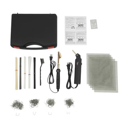 2 in 1 Plastic Welder Kit 100W Hot Stapler for Bumper Repair 800°F (Black) | Car Bumpers Kayaks Toolboxes Welding Repair Kit, Includes 400 Staples, Mesh, Rods, Smoother, Brush - color: Black