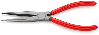 KNIPEX Tools - Long Nose Pliers Without Cutter (3811200) Red, 8 inches