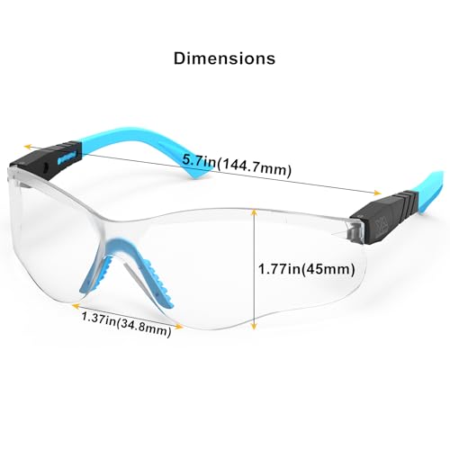 xaegistac Shooting Glasses Anti Fog -Shooting Range Eye Protection | Adjustable Safety Glasses with Z87.1 Certificated Impact Reistance - color: Blue Frame Clear Lens