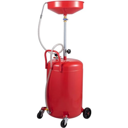 VEVOR 20-Gallon Waste Oil Drain Tank, Air Operated Portable Oil Drainer with Adjustable Funnel Height, Fluid Fuel Transfer Drainage with Wheels, Oil Change Container for Auto Repair Shops, Garages | Air Operated, Portable Oil Drainer, Adjustable Funnel He