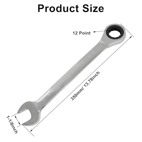 1-1/8 Inch Ratchet Wrench Imperial Ratcheting Combination Wrench, 12 Point, 72 Teeth for Projects SAE Tight Spaces - size: 1-1/8 Inch