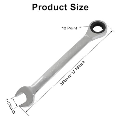1-1/8 Inch Ratchet Wrench Imperial Ratcheting Combination Wrench, 12 Point, 72 Teeth for Projects SAE Tight Spaces - size: 1-1/8 Inch