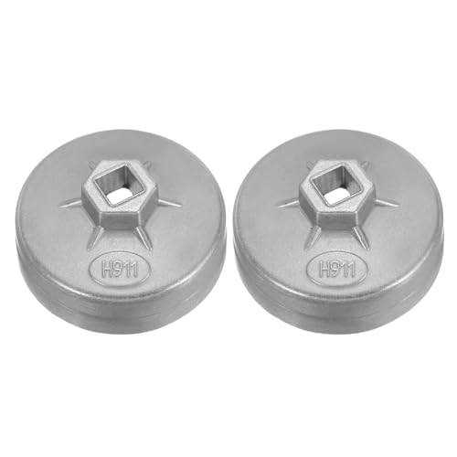 HARFINGTON 2pcs Oil Filter Cap Wrench 12 Flute 85.5 x 43 x 76mm (WxHxID) 1/2" Square Drive Aluminum Cup Type Drive Metric Oil Filter Socket Removal Tool for Engine Conduit Fittings - size: 12 Flute 85.5 x 43 x 76mm
