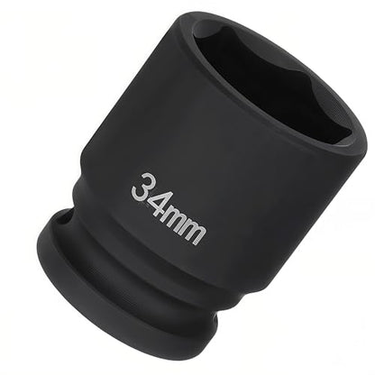 3/4"Drive x 34mm Metric, 6-Point Deep Impact Socket, Axle Nut Impact Socket | 40CR Alloy Steel,Clear labeling, Common Tools for Car Repair/Mechanical Work/Construction/Carpentry and Home Maintenance - size: 34mm
