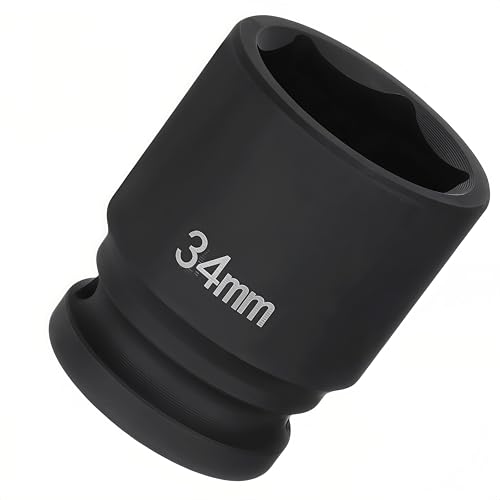 3/4"Drive x 34mm Metric, 6-Point Deep Impact Socket, Axle Nut Impact Socket | 40CR Alloy Steel,Clear labeling, Common Tools for Car Repair/Mechanical Work/Construction/Carpentry and Home Maintenance - size: 34mm
