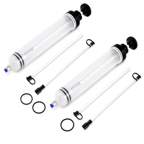 2Pc 500CC Fluid Extractor Syringe for Oil, Brake Fluid & Gasoline Transfer | Large-Capacity Syringe For Quick Oil, Fuel, Brake Fluid And Power Steering Fluid Extraction,Scale Markings - size: 2PC 500ml Oil Suction Syringe