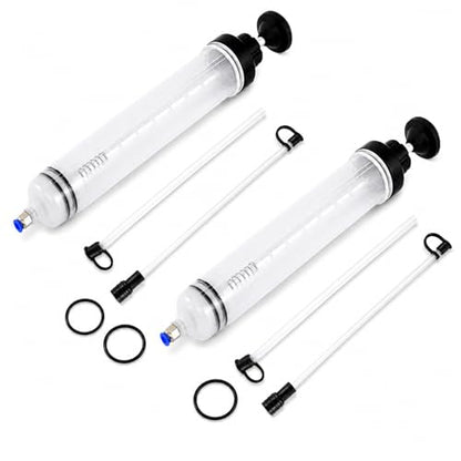 2Pc 500CC Fluid Extractor Syringe for Oil, Brake Fluid & Gasoline Transfer | Large-Capacity Syringe For Quick Oil, Fuel, Brake Fluid And Power Steering Fluid Extraction,Scale Markings - size: 2PC 500ml Oil Suction Syringe