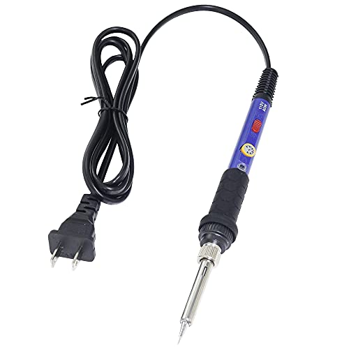 Electric Soldering Iron Kit 60W Adjustable Temperature Welding Soldering Iron with 5pcs Different Tips, 1 Solder Wire 1.0mm Dia. (Soldering Irons)(Upgrade Blue) - color: Upgrade Blue