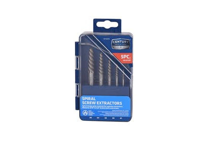 Century Drill & Tool 73415 Spiral Flute Screw Extractor Set, #1 - #5, Heat-Treated Steel, Superior Grip for Easy Extraction of Broken Screws and Bolts - size: 5-piece Spiral Flute