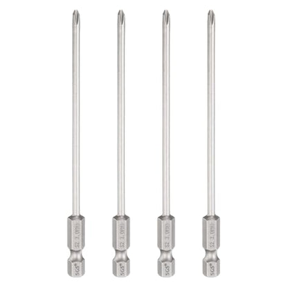 HARFINGTON 4pcs #1 Phillips Screwdriver Bit PH1 1/4" Hex Shank 4.3" (110mm) Long 0.12" Rod Magnetic Cross Head Drill Bits S2 Steel Industrial Screw Driver Bit for Electric Power Tools, Gray - size: PH1 x 4.3" x 0.12"