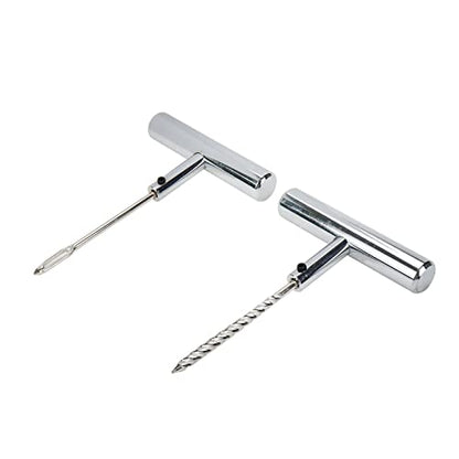 Modengzhe 2 Pcs Tire Repair Puncture Tool Heavy Duty Stanless Steel T-Handle Tire Repair Tool for Automobiles Motorcycles or Bicycles - size: 2 PCS